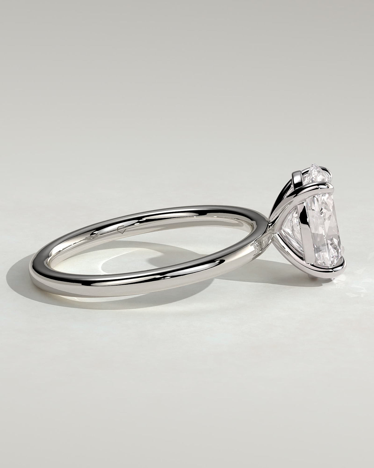 Daisy - Classic Oval Claw Solitaire Engagement Ring - White Gold