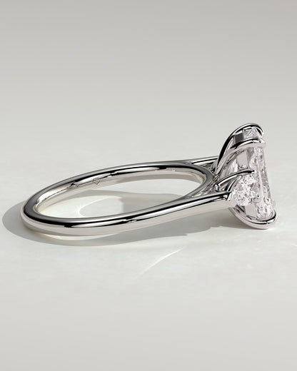 Jasmine - Radiant Claw Trilogy with Pear Side Stones and Cathedral Setting Engagement Ring - Platinum