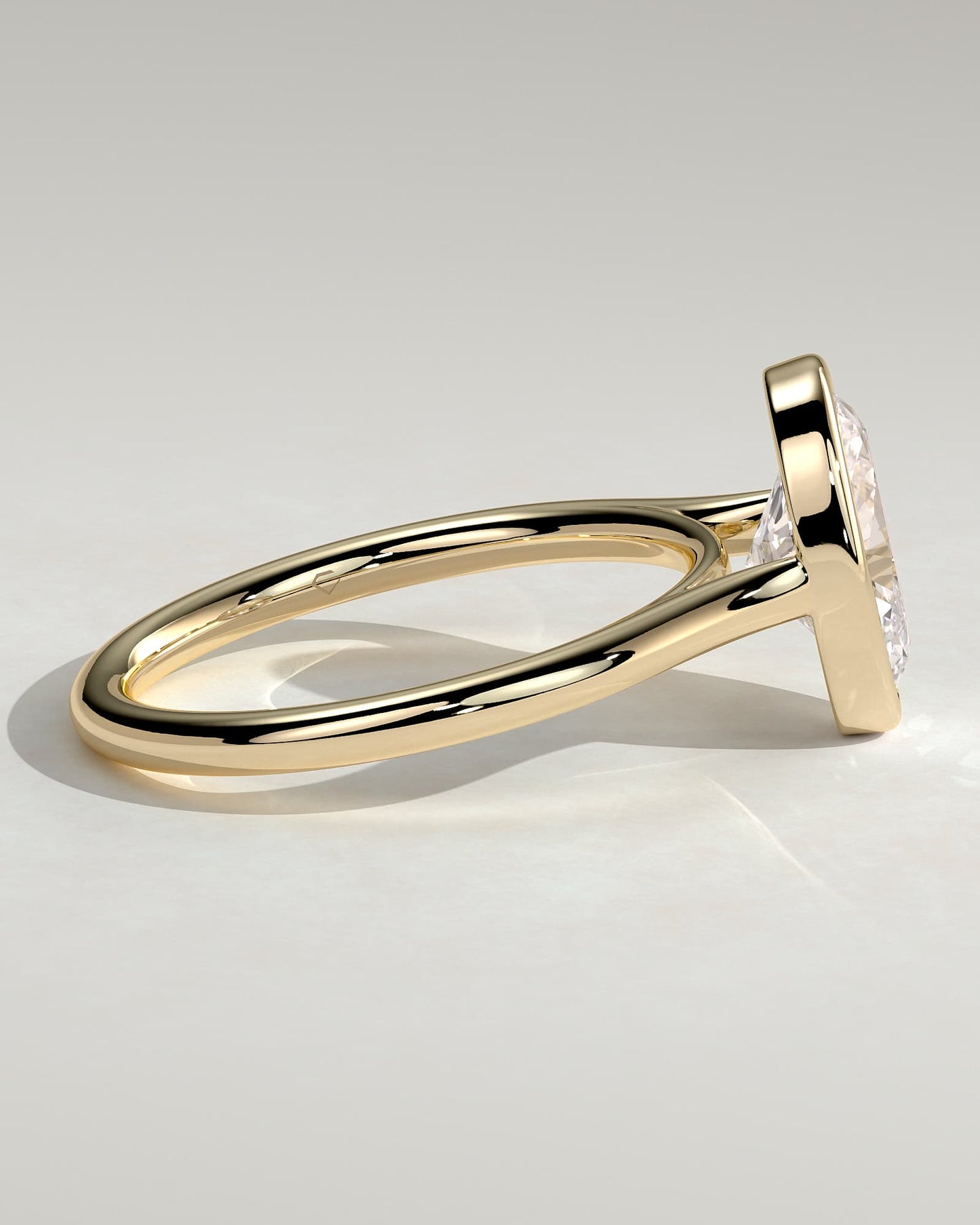 Lexie - Statement Oval Bezel Solitaire with Open Cathedral High Setting Engagement Ring - Yellow Gold