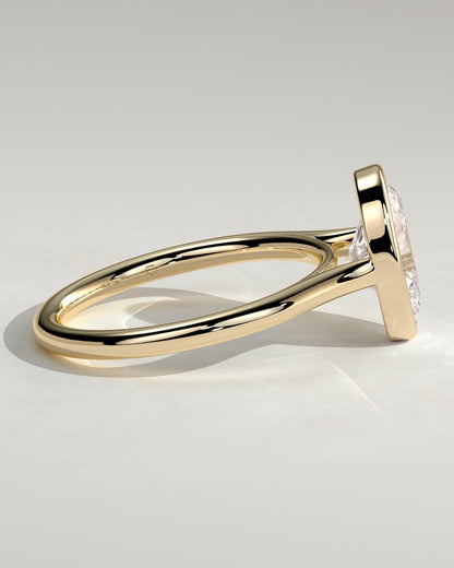 Lexie - Statement Oval Bezel Solitaire with Open Cathedral High Setting Engagement Ring - Yellow Gold