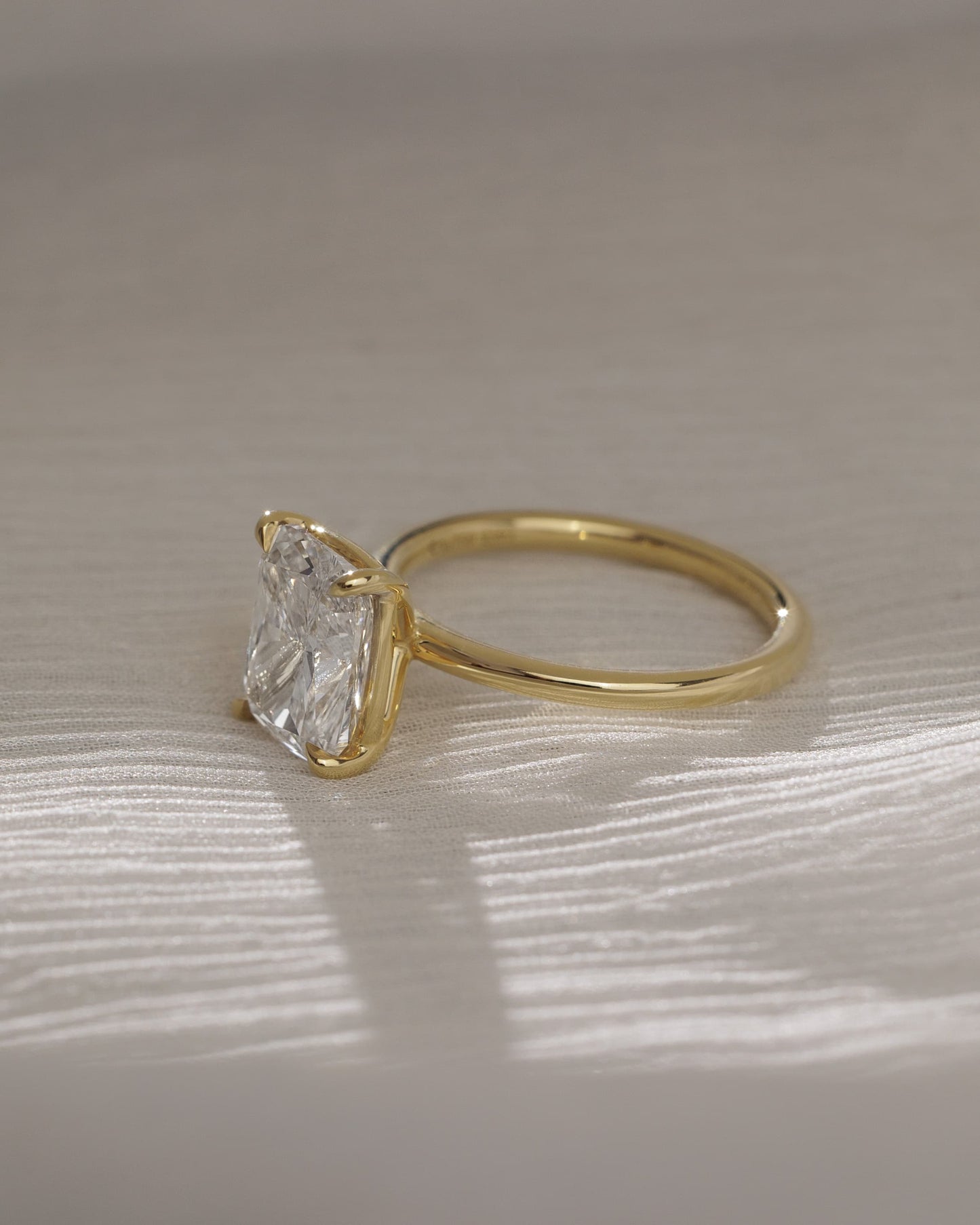 Leonora - Elongated Cushion Claw Solitaire Engagement Ring - Platinum