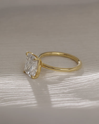 Leonora - Elongated Cushion Claw Solitaire Engagement Ring - Platinum
