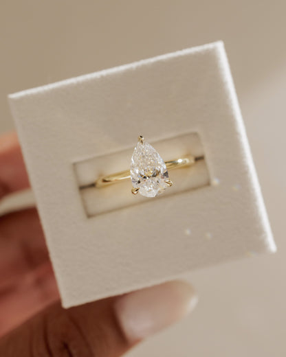Amy - Pear Claw Solitaire Engagement Ring - Platinum