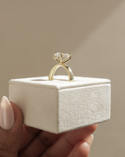 Bronte - Oval Claw Solitaire with Cigar Band and Hidden Halo Engagement Ring - Rose Two-Tone