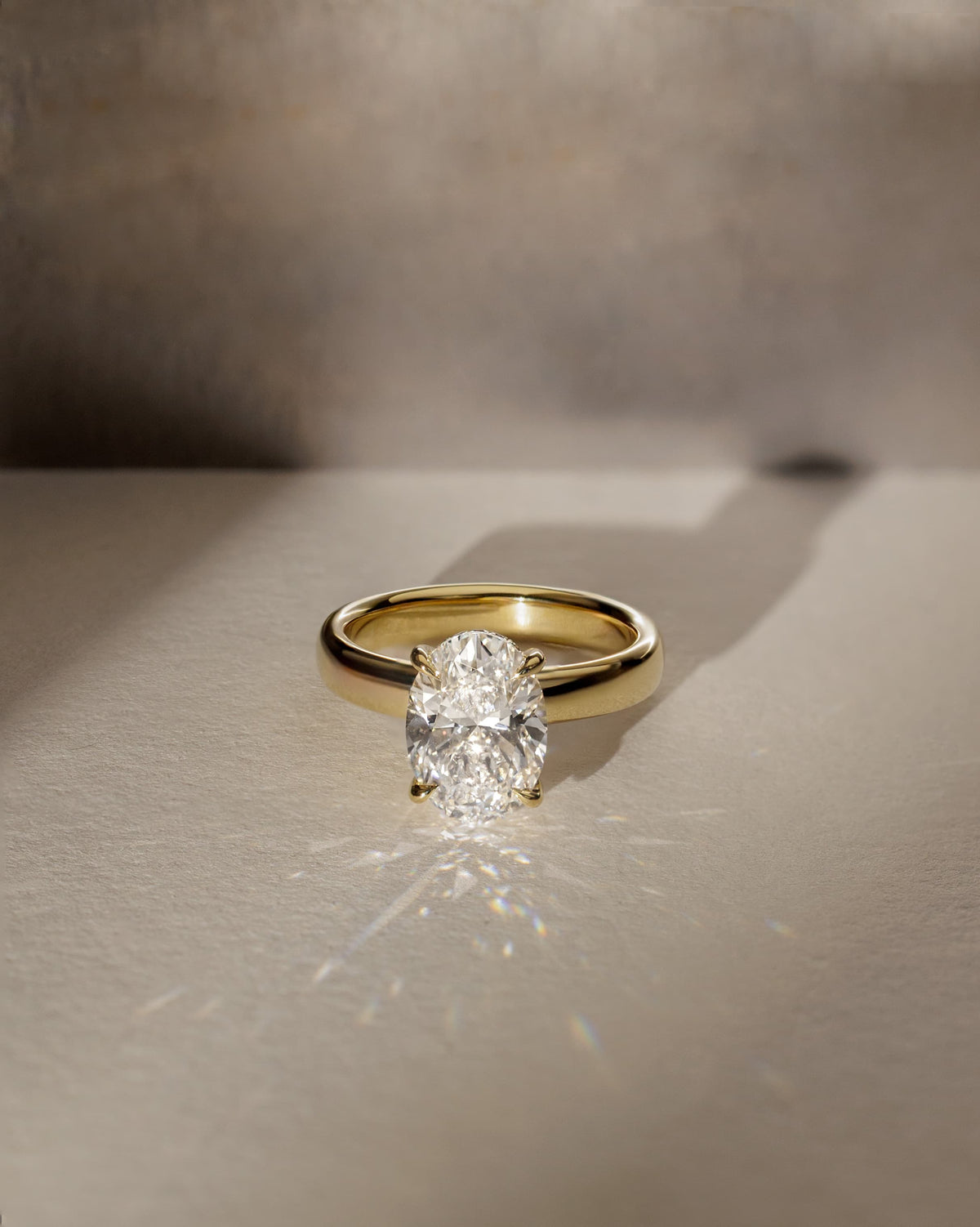 Bronte - Oval Claw Solitaire with Cigar Band and Hidden Halo Engagement Ring - Platinum
