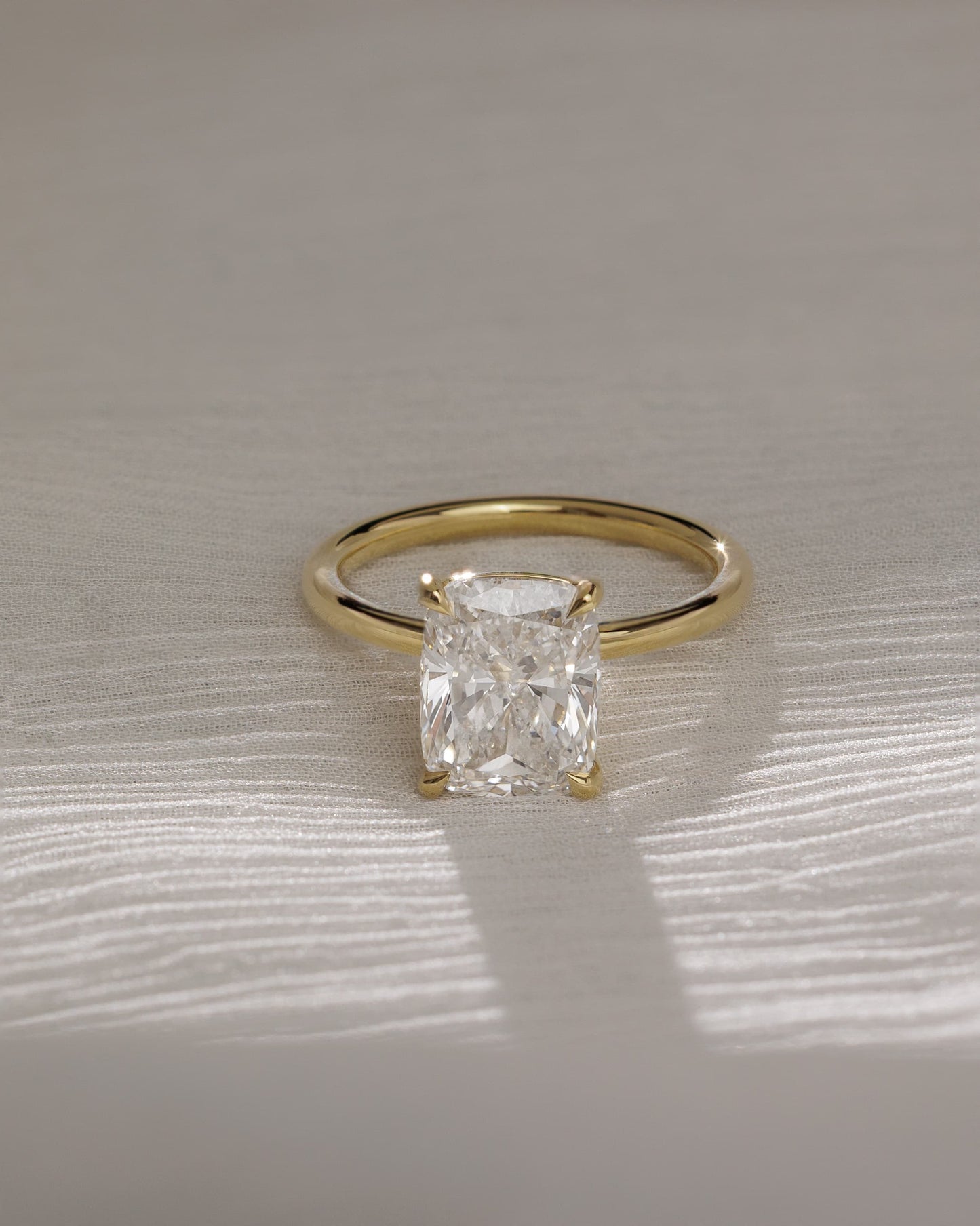 Leonora - Elongated Cushion Claw Solitaire Engagement Ring - Platinum