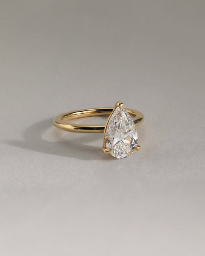 Amy - Pear Claw Solitaire Engagement Ring - Yellow Two-Tone