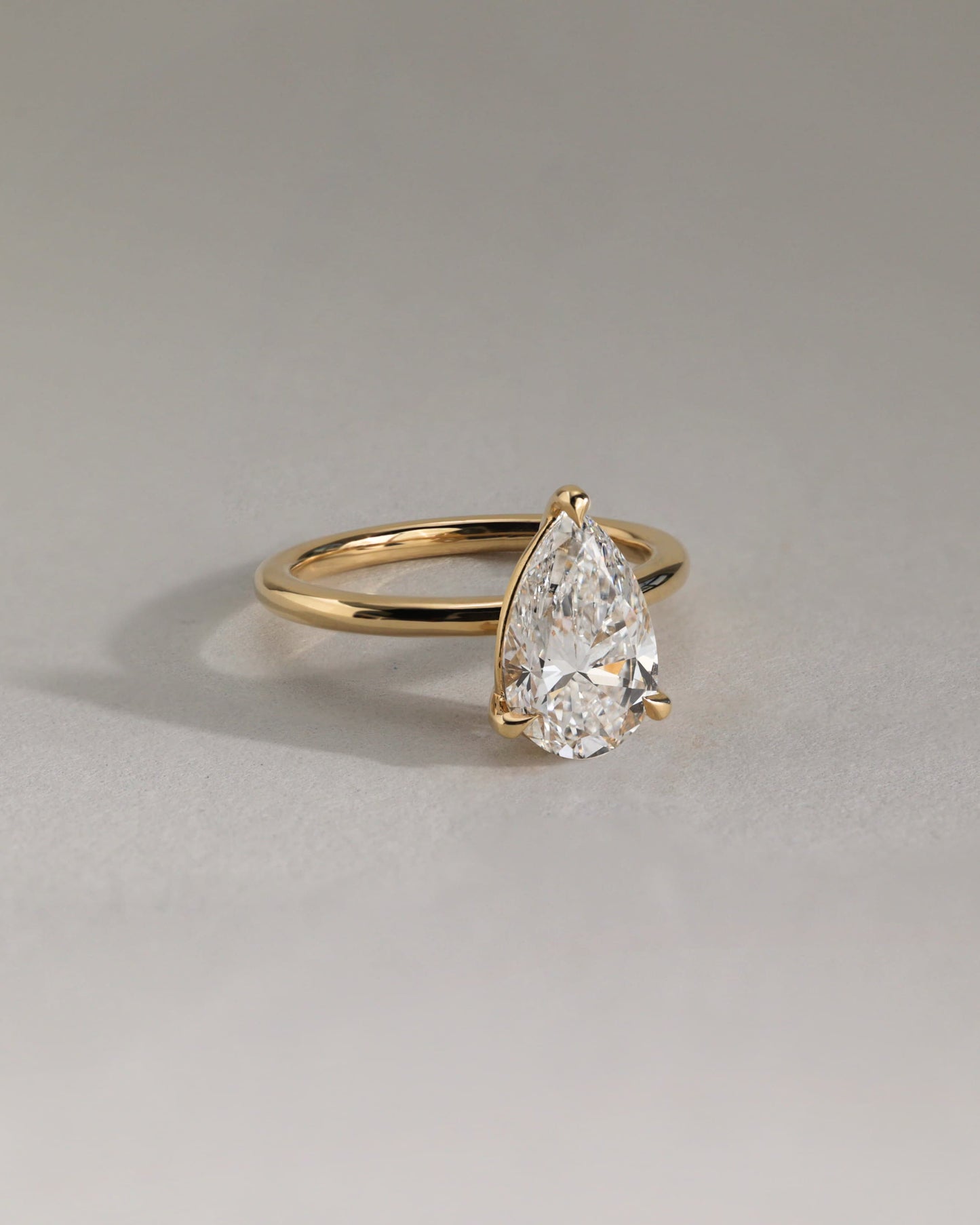 Amy - Pear Claw Solitaire Engagement Ring - Yellow Gold
