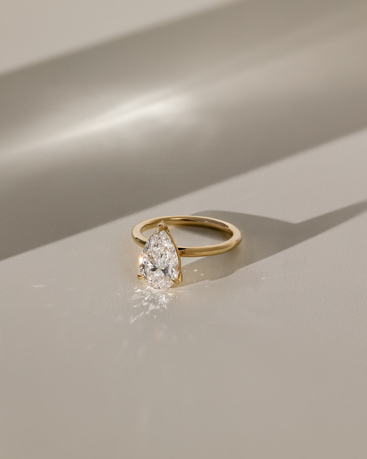 Amy - Pear Claw Solitaire Engagement Ring - Yellow Gold