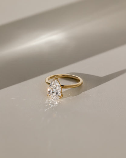 Amy - Pear Claw Solitaire Engagement Ring - Yellow Gold