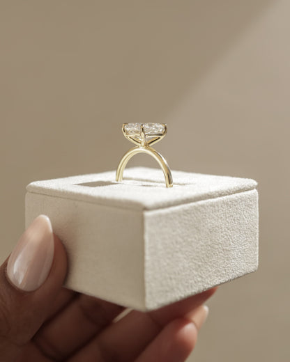 Leonora - Elongated Cushion Claw Solitaire Engagement Ring - Platinum