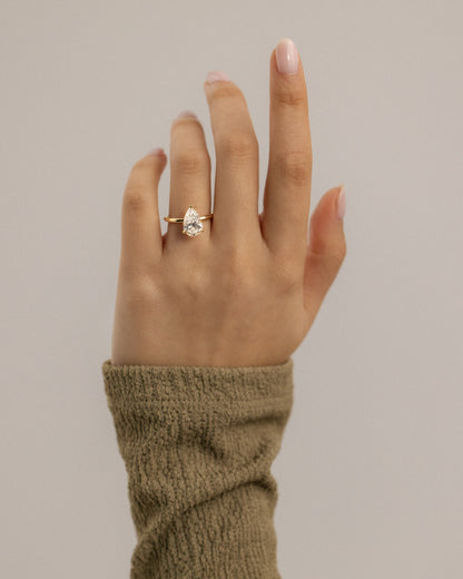 Amy - Pear Claw Solitaire Engagement Ring - Yellow Gold