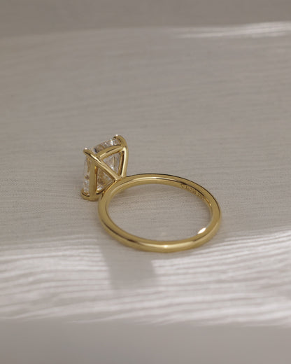 Leonora - Elongated Cushion Claw Solitaire Engagement Ring - Platinum