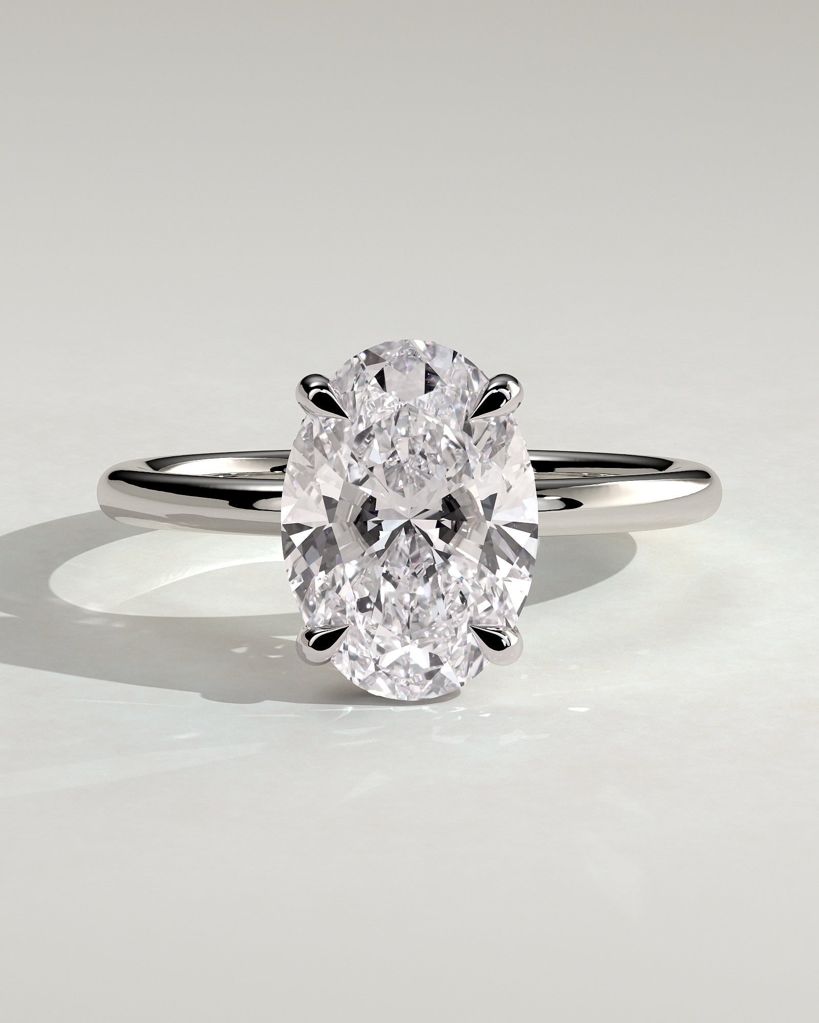 Emma  Oval Solitaire with Hidden Halo - 3ct White Gold