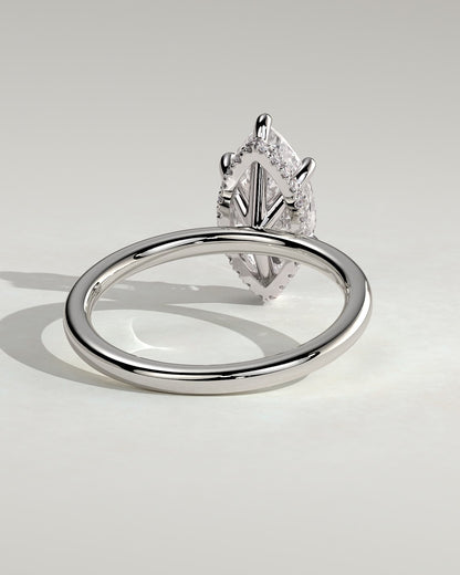 Claire - Marquise Claw Solitaire with Wrap Around Hidden Halo Engagement Ring - Platinum