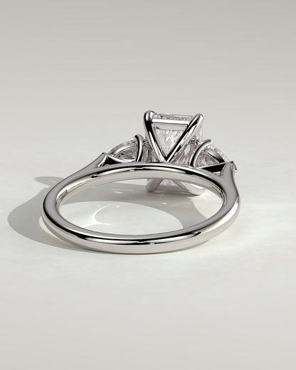Davina - Emerald Claw Trilogy with Pear Side Stones and Cathedral Setting Engagement Ring - Platinum
