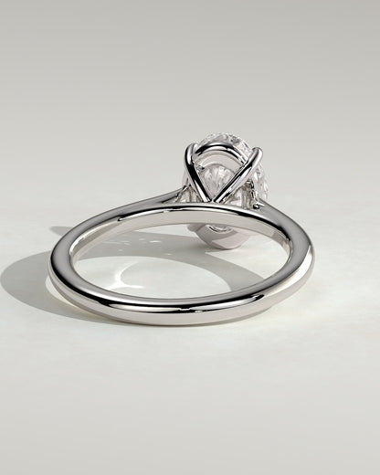 Hilary - Oval Claw Solitaire with Cathedral High Setting Engagement Ring - Platinum