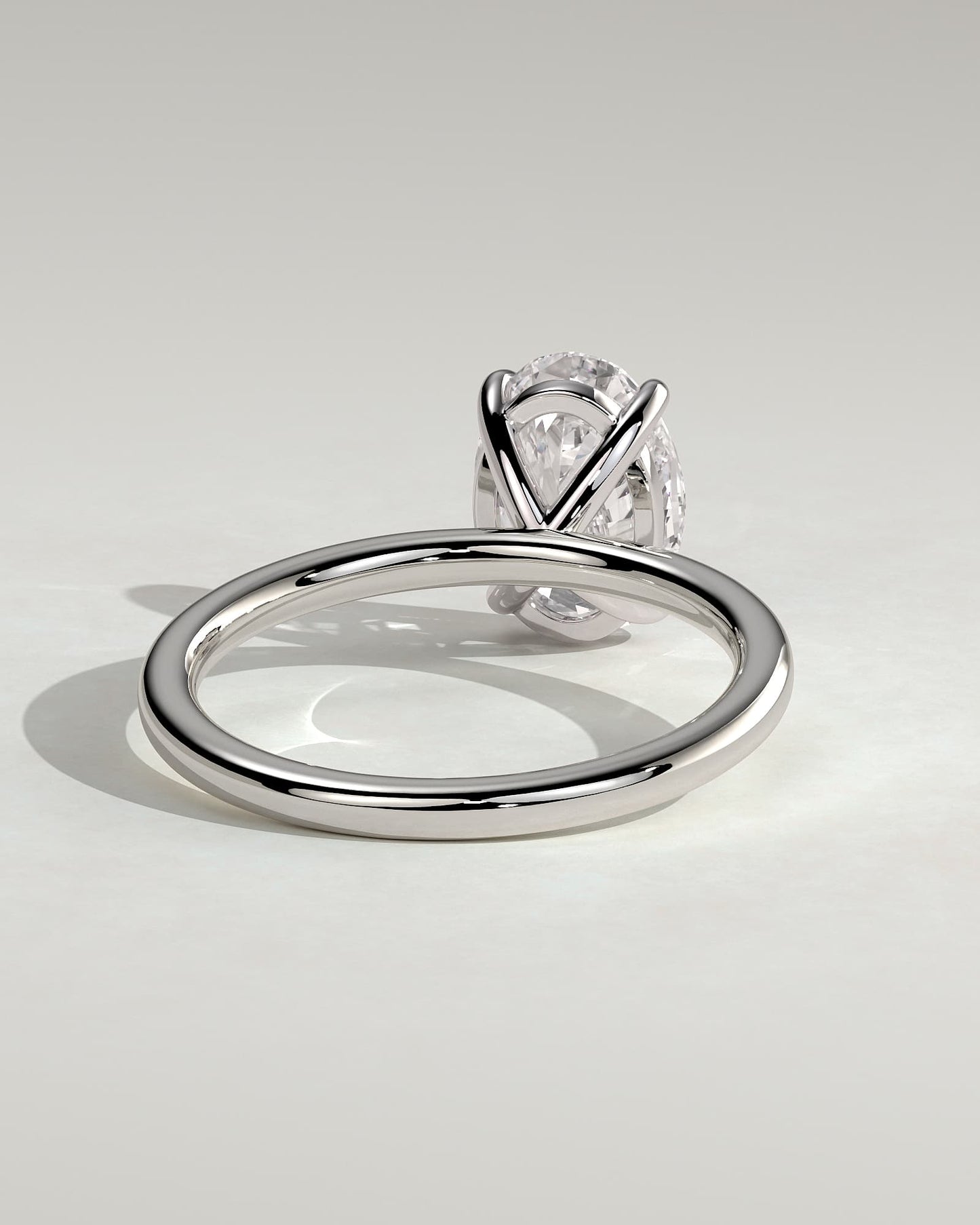 Daisy - Classic Oval Claw Solitaire Engagement Ring - White Gold