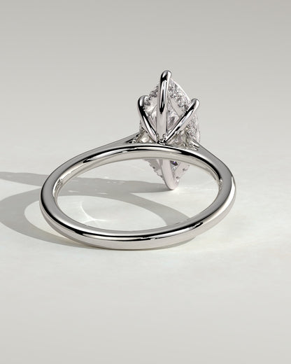 Jenna - Marquise Claw Solitaire with Hidden Halo and Cathedral High Setting Engagement Ring - Platinum