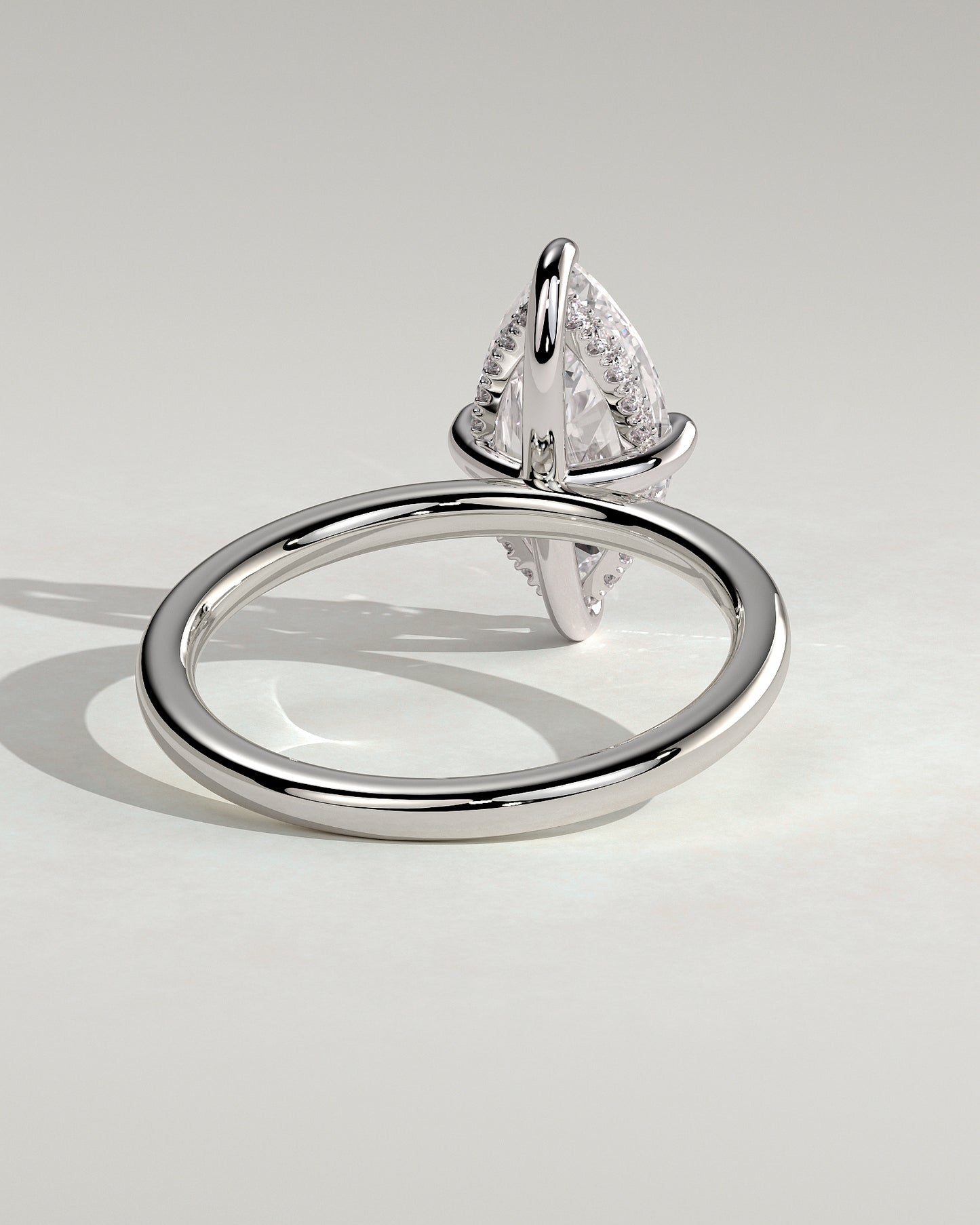 Hellen - Marquise Claw Solitaire with Hidden Halo Engagement Ring - Platinum - White Gold / Platinum 2ct