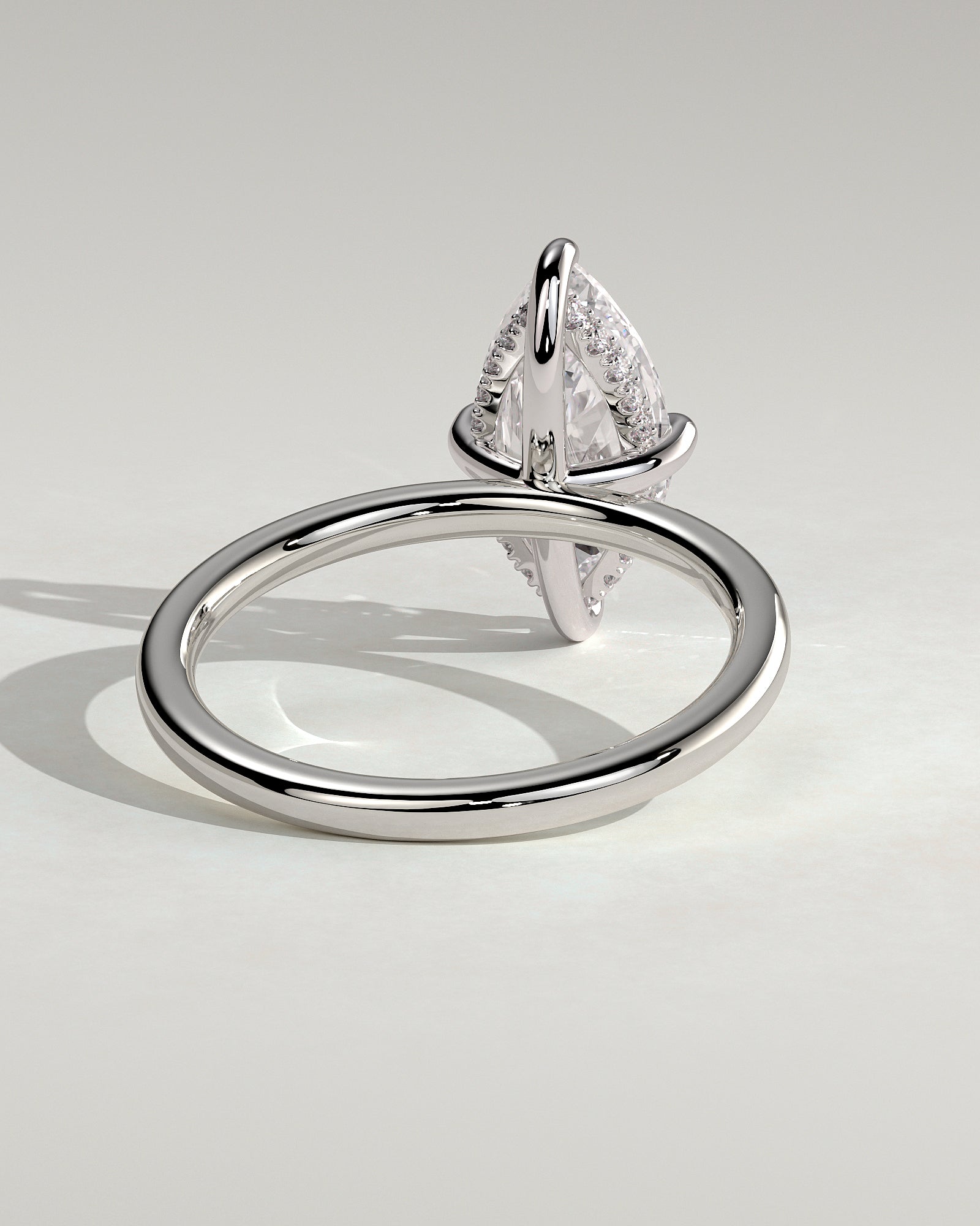 Hellen - Marquise Claw Solitaire with Hidden Halo Engagement Ring - Platinum - White Gold / Platinum 2ct