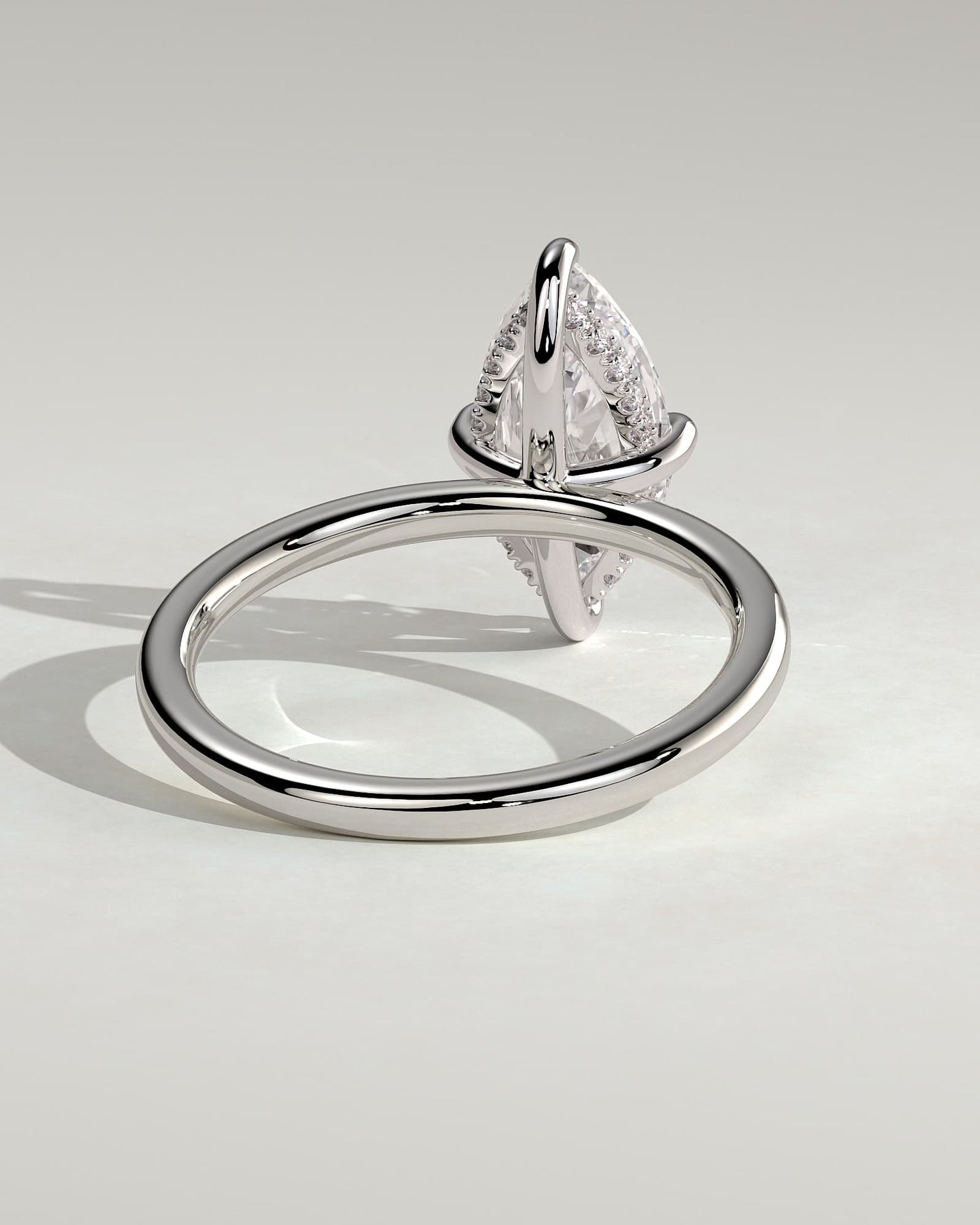 Hellen - Marquise Claw Solitaire with Hidden Halo Engagement Ring - White Gold
