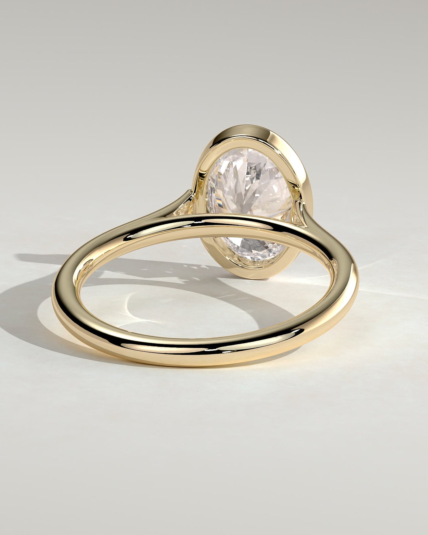Lexie - Statement Oval Bezel Solitaire with Open Cathedral High Setting Engagement Ring - Yellow Gold