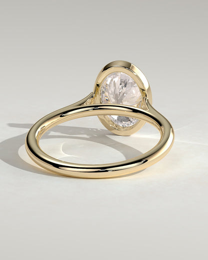 Lexie - Statement Oval Bezel Solitaire with Open Cathedral High Setting Engagement Ring - Yellow Gold