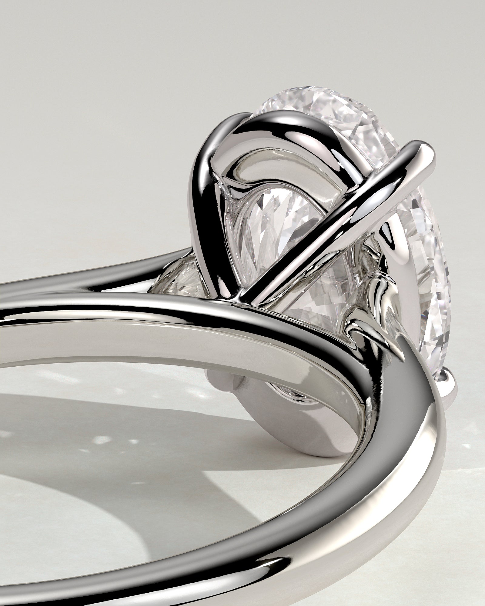 Hilary - Oval Claw Solitaire with Cathedral High Setting Engagement Ring - Platinum - White Gold / Platinum 2ct