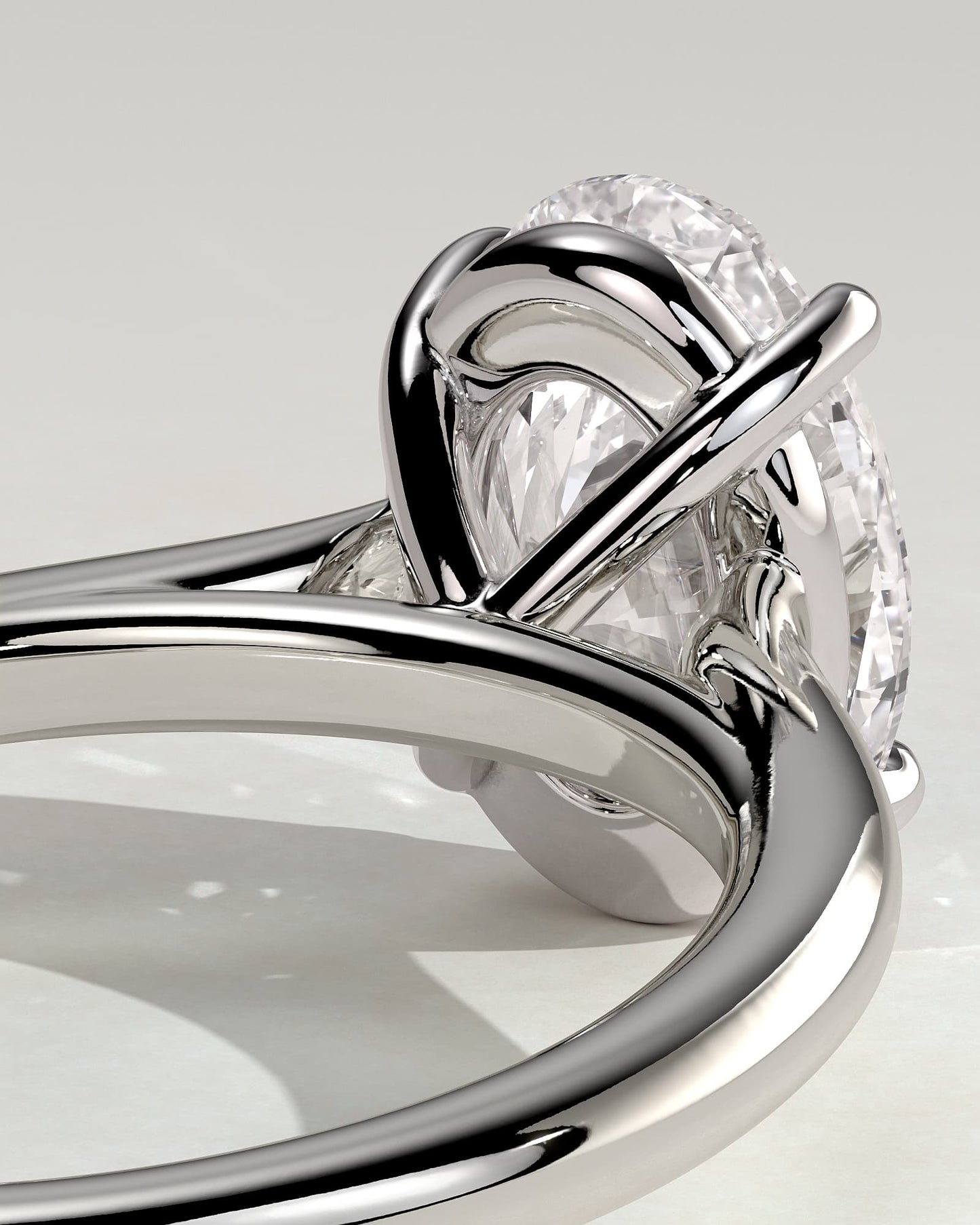Hilary - Oval Claw Solitaire with Cathedral High Setting Engagement Ring - White Gold