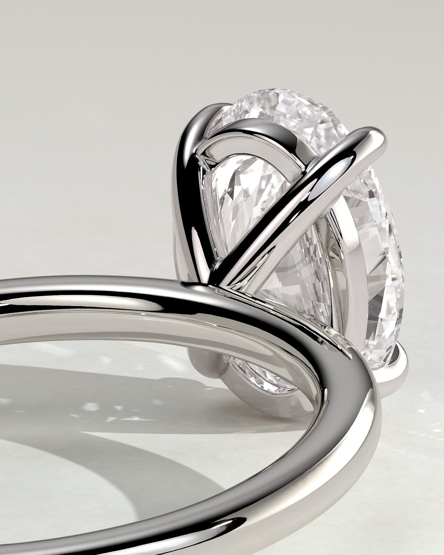 Daisy - Classic Oval Claw Solitaire Engagement Ring - White Gold