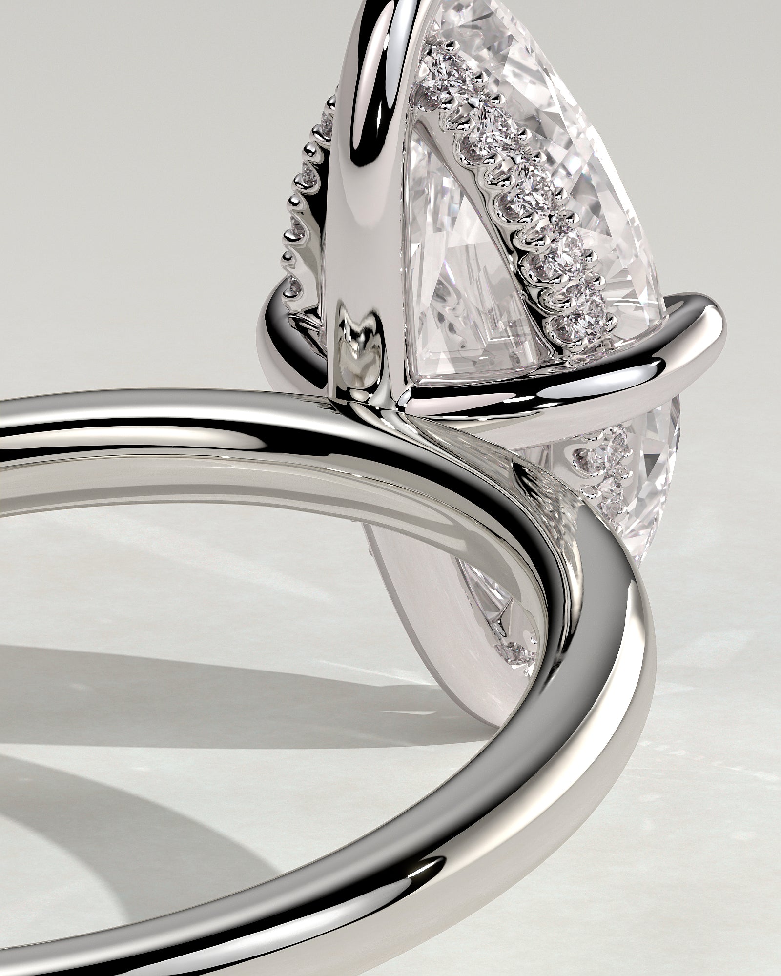 Hellen - Marquise Claw Solitaire with Hidden Halo Engagement Ring - Platinum - White Gold / Platinum 2ct