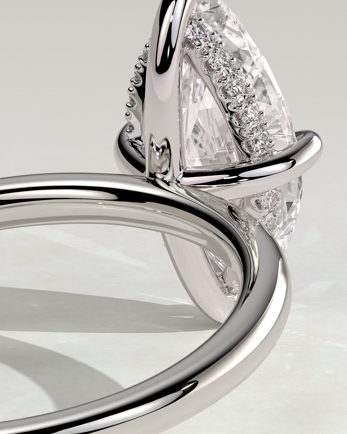 Hellen - Marquise Claw Solitaire with Hidden Halo Engagement Ring - White Gold