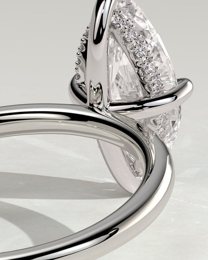 Hellen - Marquise Claw Solitaire with Hidden Halo Engagement Ring - White Gold