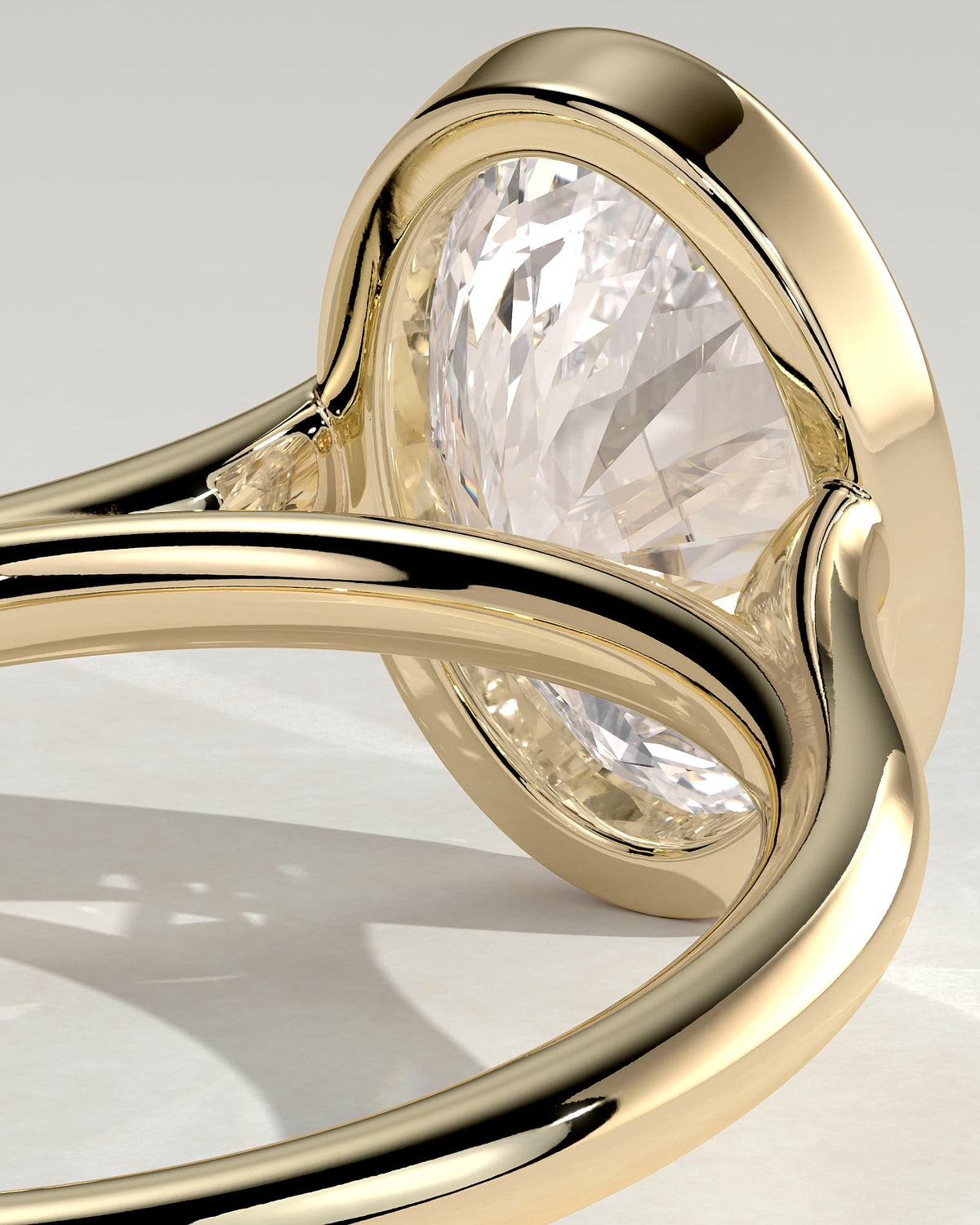 Lexie - Statement Oval Bezel Solitaire with Open Cathedral High Setting Engagement Ring - Yellow Gold