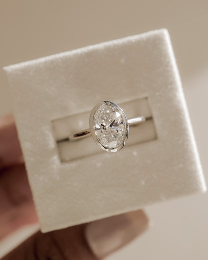 Lexie - Statement Oval Bezel Solitaire with Open Cathedral High Setting Engagement Ring - Yellow Gold