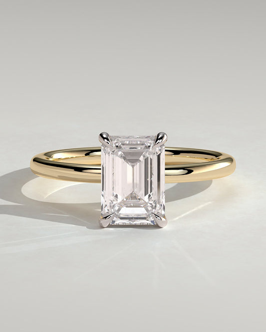 Alina - Emerald Claw Solitaire Engagement Ring - Yellow Two-Tone - yellow two-tone - Lara Jewels