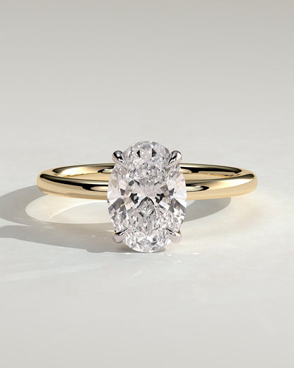 Daisy - Classic Oval Claw Solitaire Engagement Ring - Yellow Two-Tone