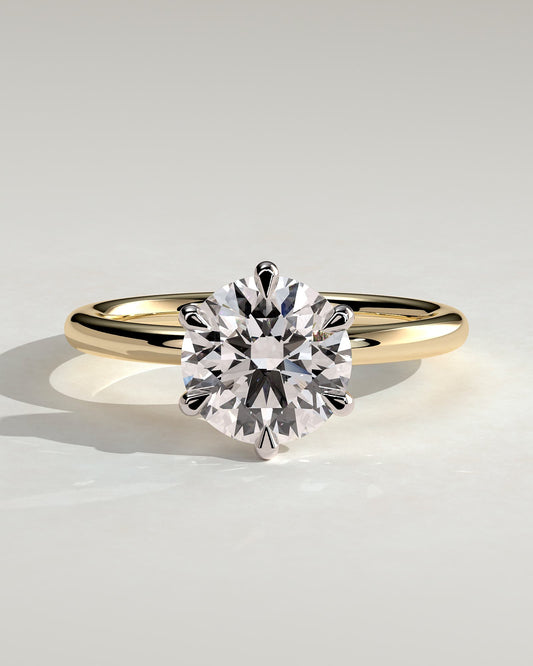 Louise - Round Claw Solitaire Engagement Ring - Yellow Two-Tone