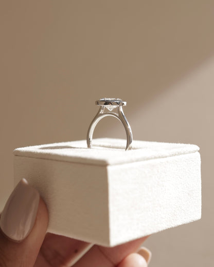 Lexie - Statement Oval Bezel Solitaire with Open Cathedral High Setting Engagement Ring - White Gold