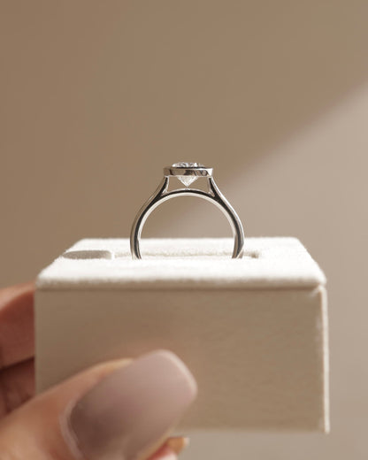 Lexie - Statement Oval Bezel Solitaire with Open Cathedral High Setting Engagement Ring - Yellow Gold