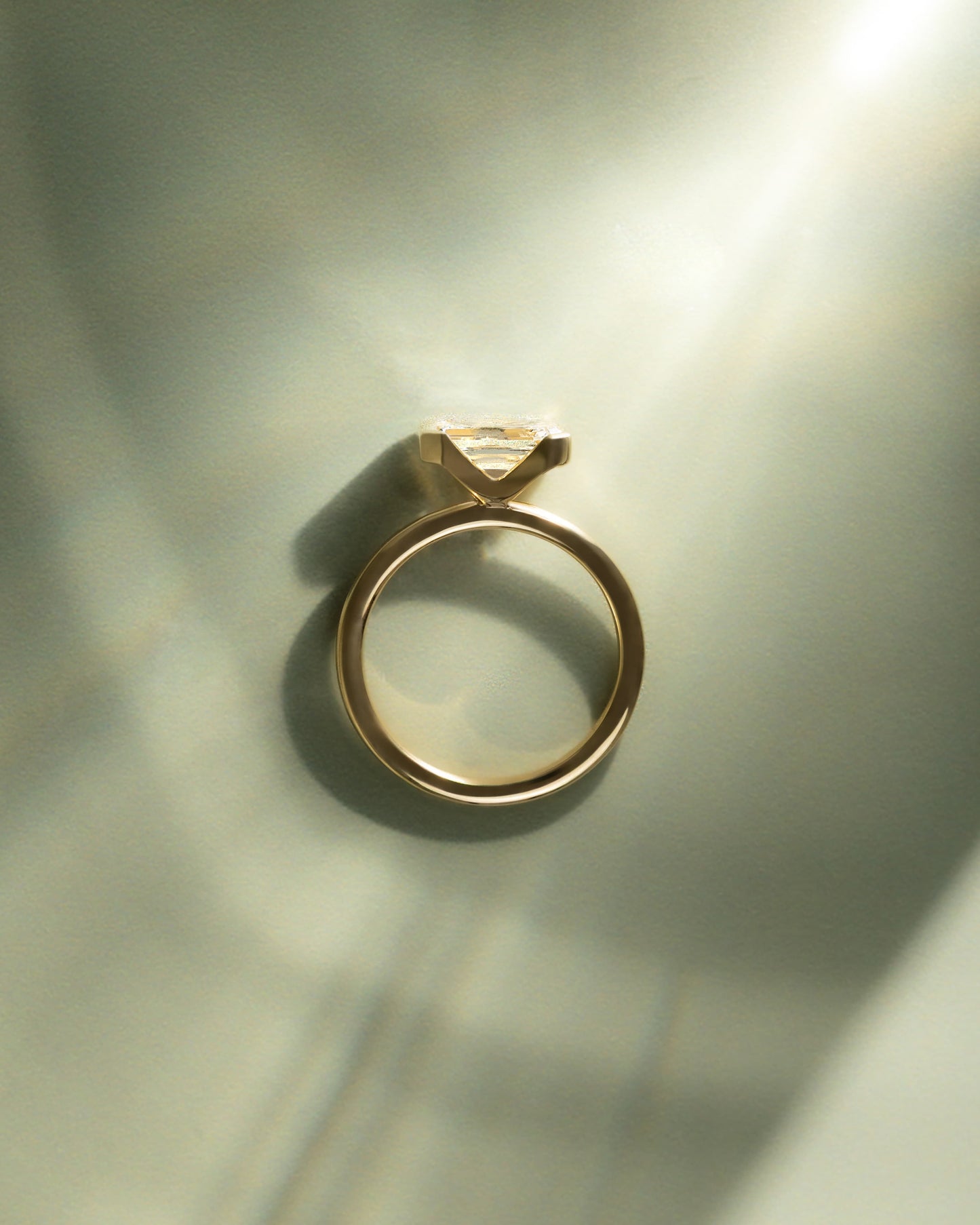 Jodie - Emerald East West Half Bezel Solitaire Engagement Ring - Rose Gold