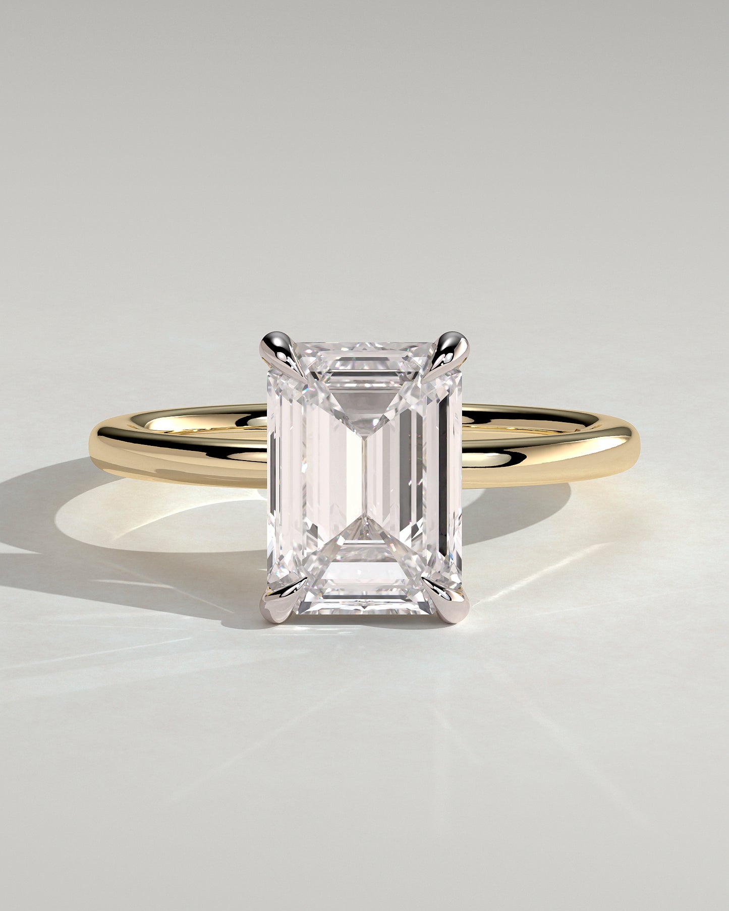 Alina - Emerald Claw Solitaire Engagement Ring - Yellow Two-Tone