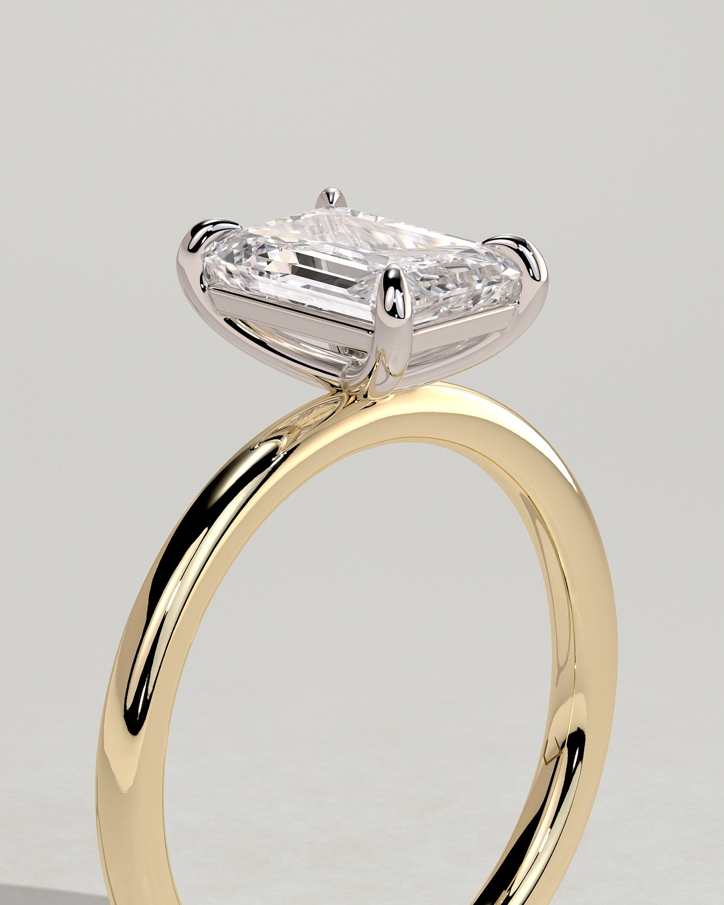 Alina - Emerald Claw Solitaire Engagement Ring - Yellow Two-Tone - Yellow Two-Tone 2ct