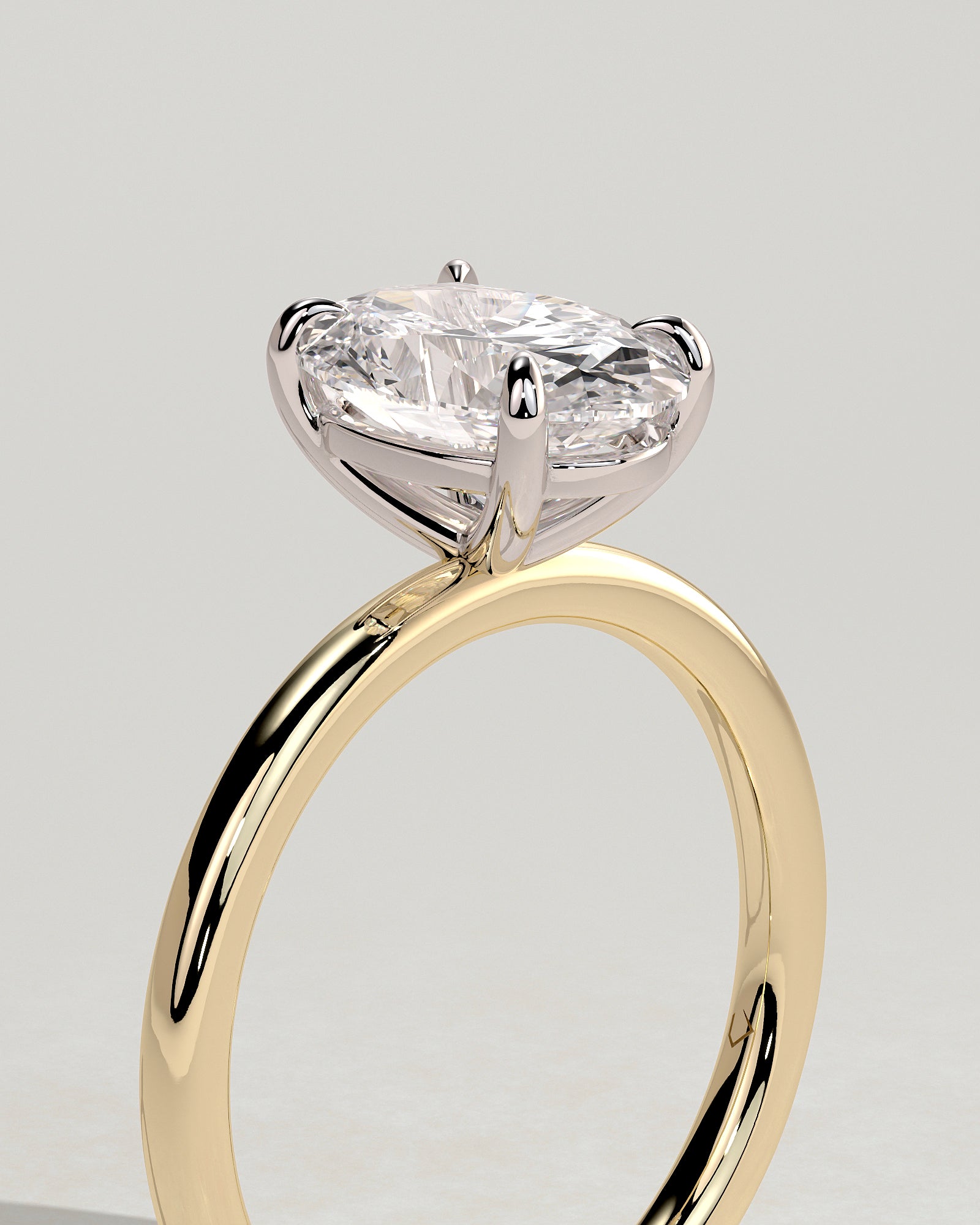 Daisy - Classic Oval Claw Solitaire Engagement Ring - Yellow Two-Tone - Yellow Two-Tone 2ct