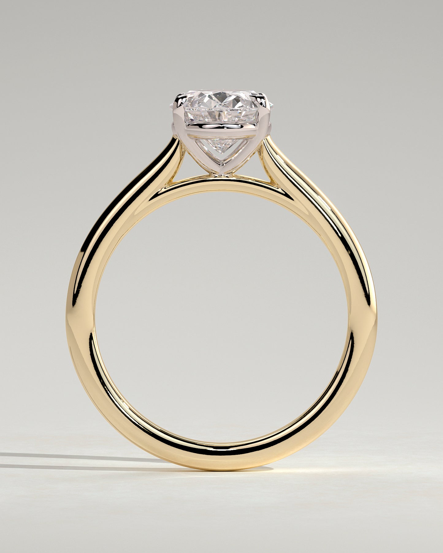 Hilary - Oval Claw Solitaire with Cathedral High Setting Engagement Ring - Yellow Two-Tone - Yellow Two-Tone 2ct