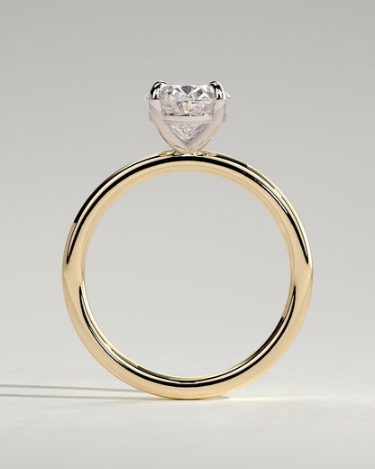 Daisy - Classic Oval Claw Solitaire Engagement Ring - Yellow Two-Tone