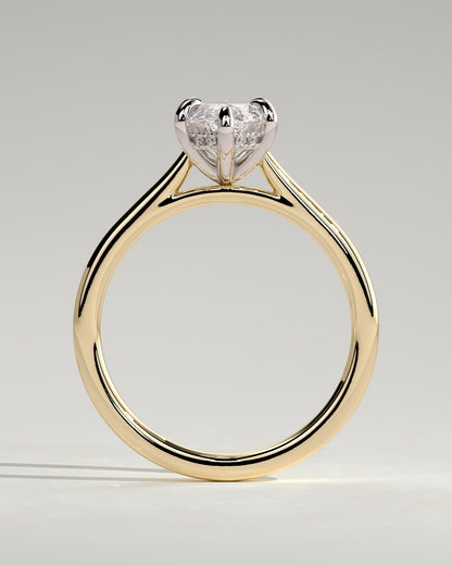 Jenna - Marquise Claw Solitaire with Hidden Halo and Cathedral High Setting Engagement Ring - Yellow Two-Tone
