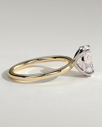 Daisy - Classic Oval Claw Solitaire Engagement Ring - Yellow Two-Tone