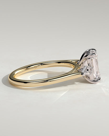 Elphie - Emerald Claw Trilogy with Kite Side Stones Engagement Ring - Yellow Two-Tone
